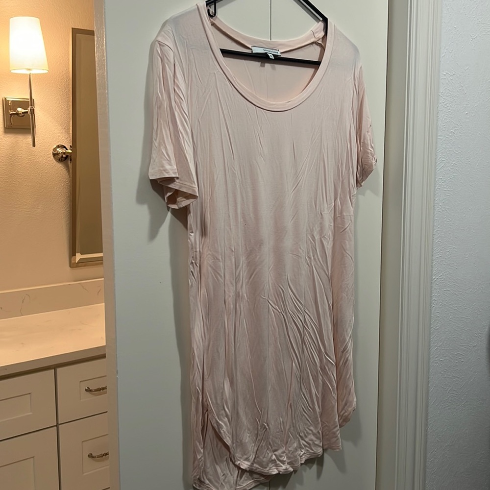 Blush Oversized T-shirt with Curved Hem